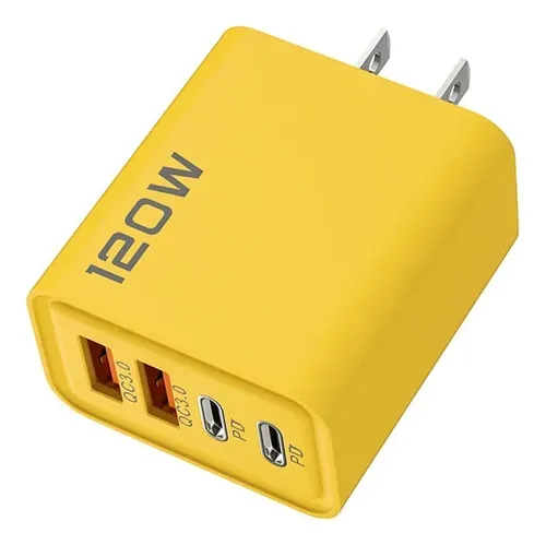 CARGADOR PARA CELULAR GENÉRICO MARRANITA USB-3.0/USB-C COLOR AMARILLO 4 PUERTOS 120, vista 2